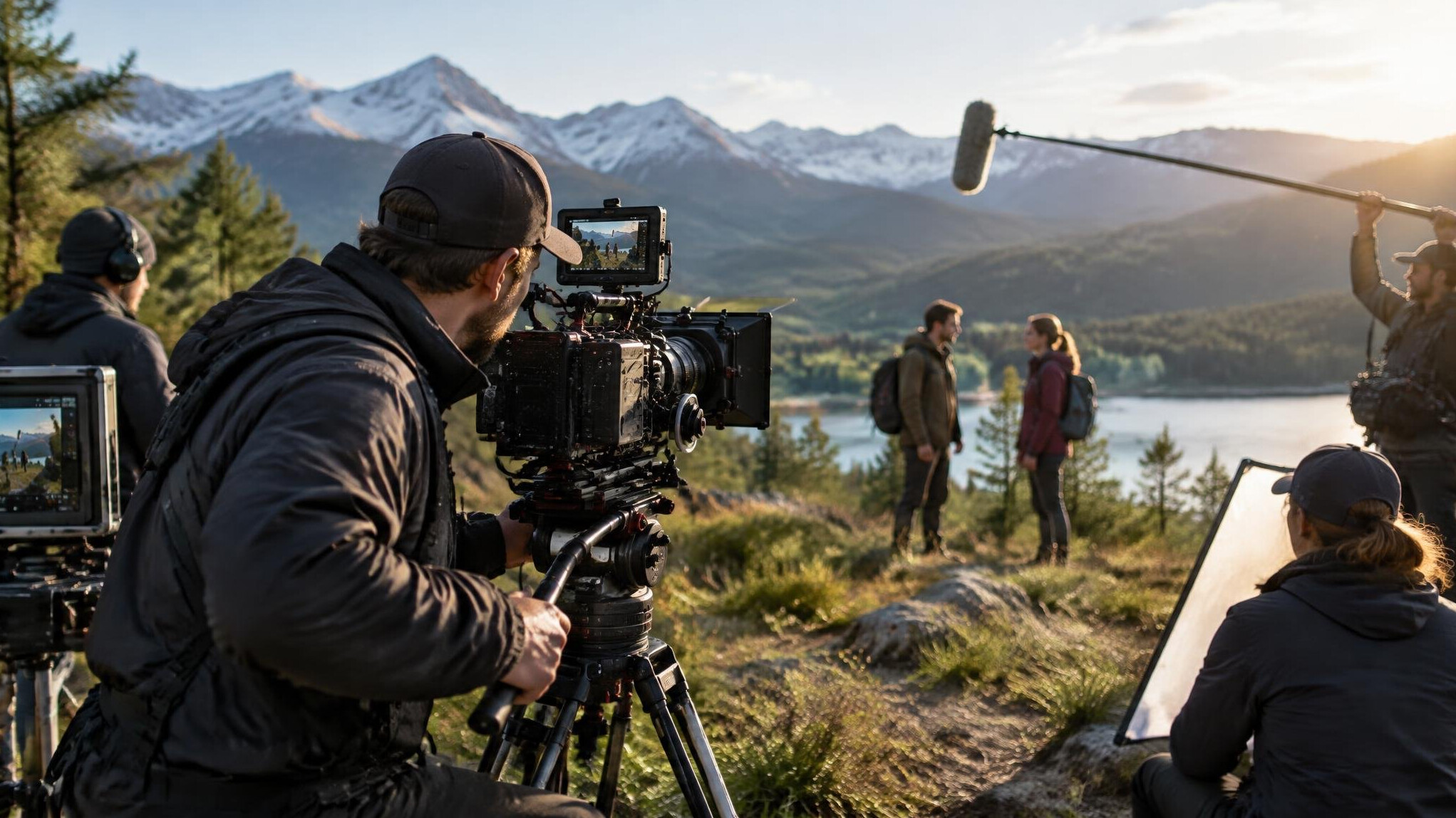 film crew shooting outdoors