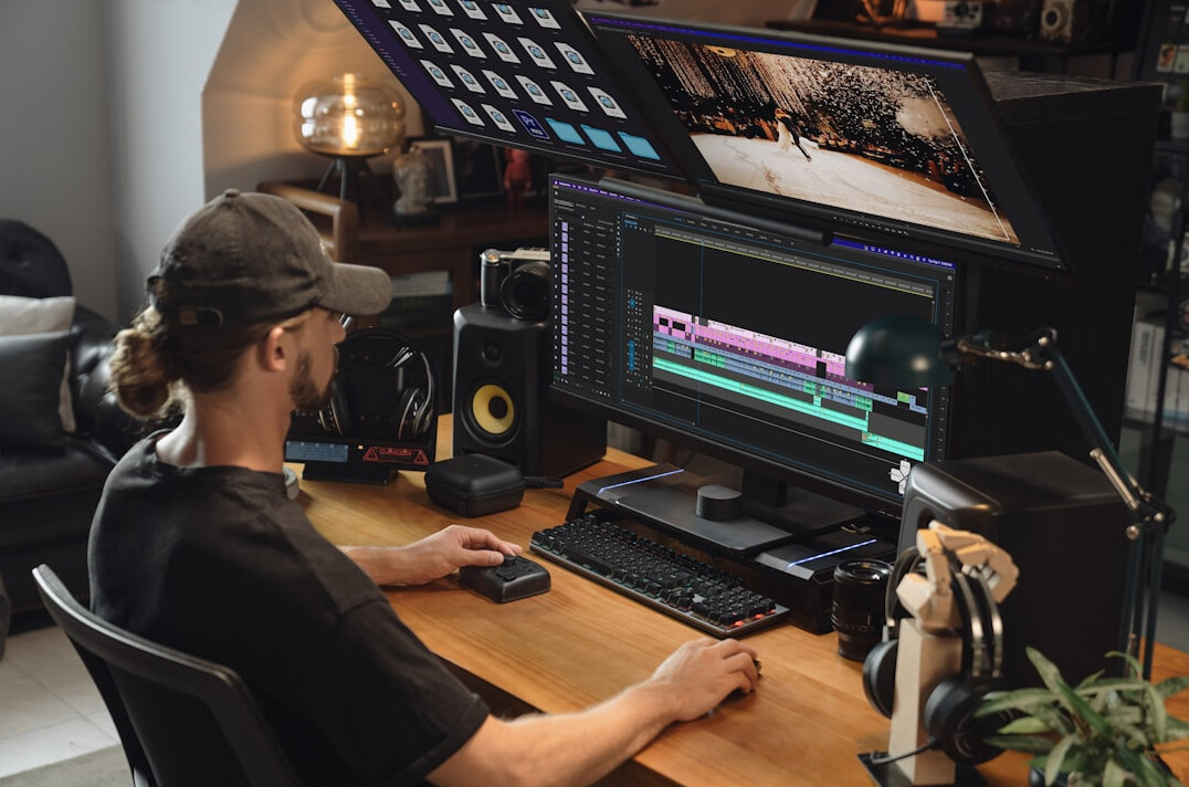 video editor at computer
